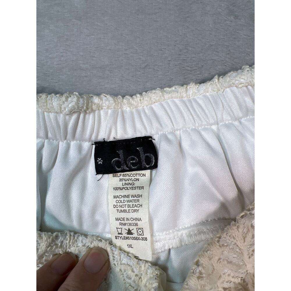 Lace Cream Mini Skirt 1X Cottagecore Boho Lined Stretch Light Weight Flowy - Picture 6 of 7